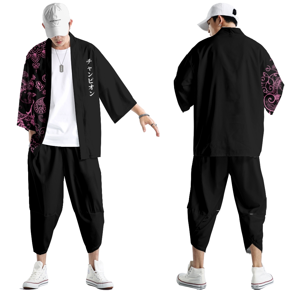 Men'S Kimono Accessories - Abito a due pezzi Anime Flower