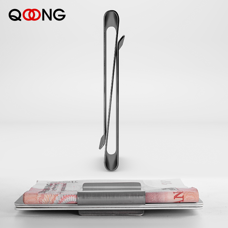Money Clip Slim - QOONG Acciaio inossidabile Sottile Double Sided