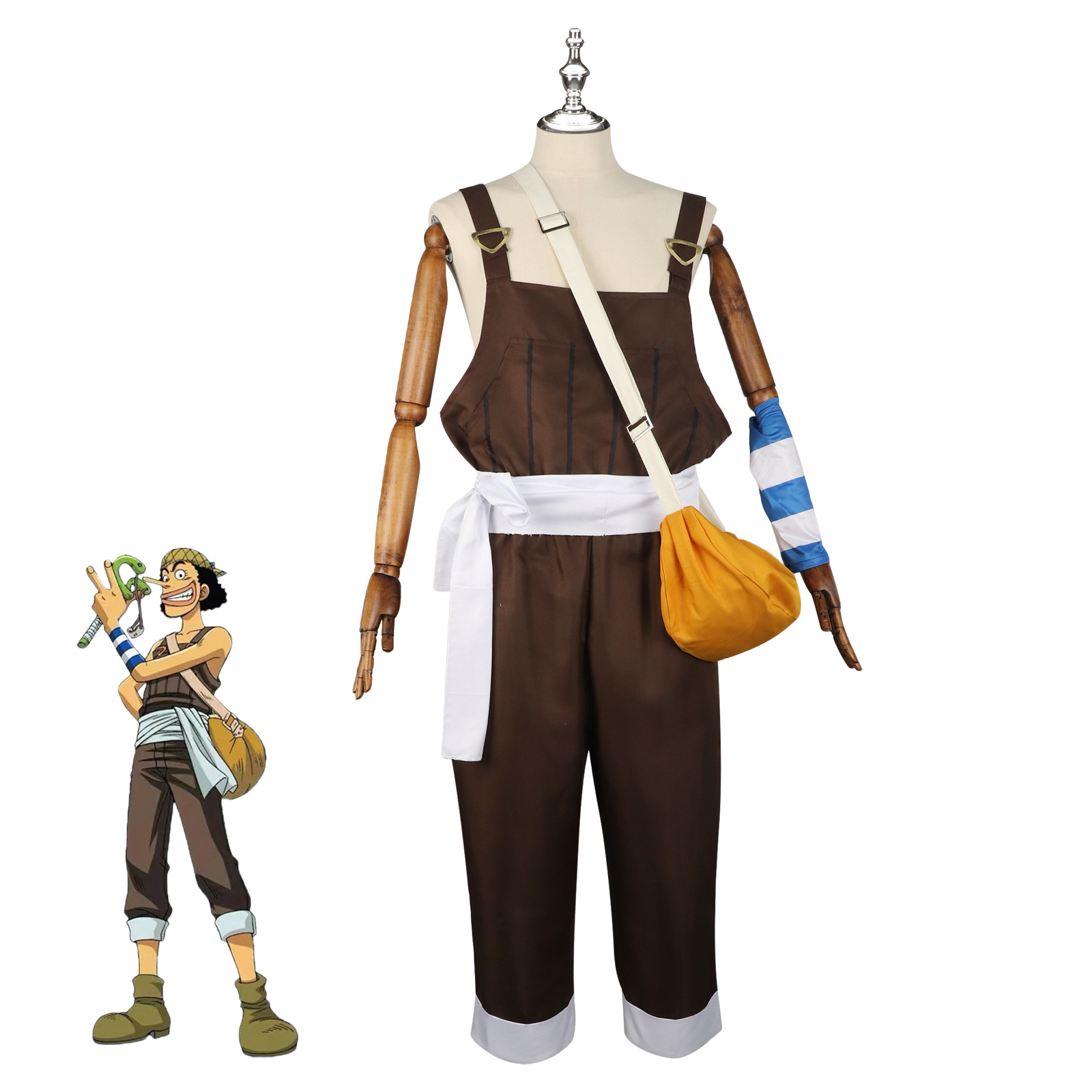 Men'S Suit Accessories - Costume Cosplay Anime UUsopp, Tuta Marrone,